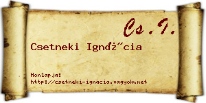 Csetneki Ignácia névjegykártya
